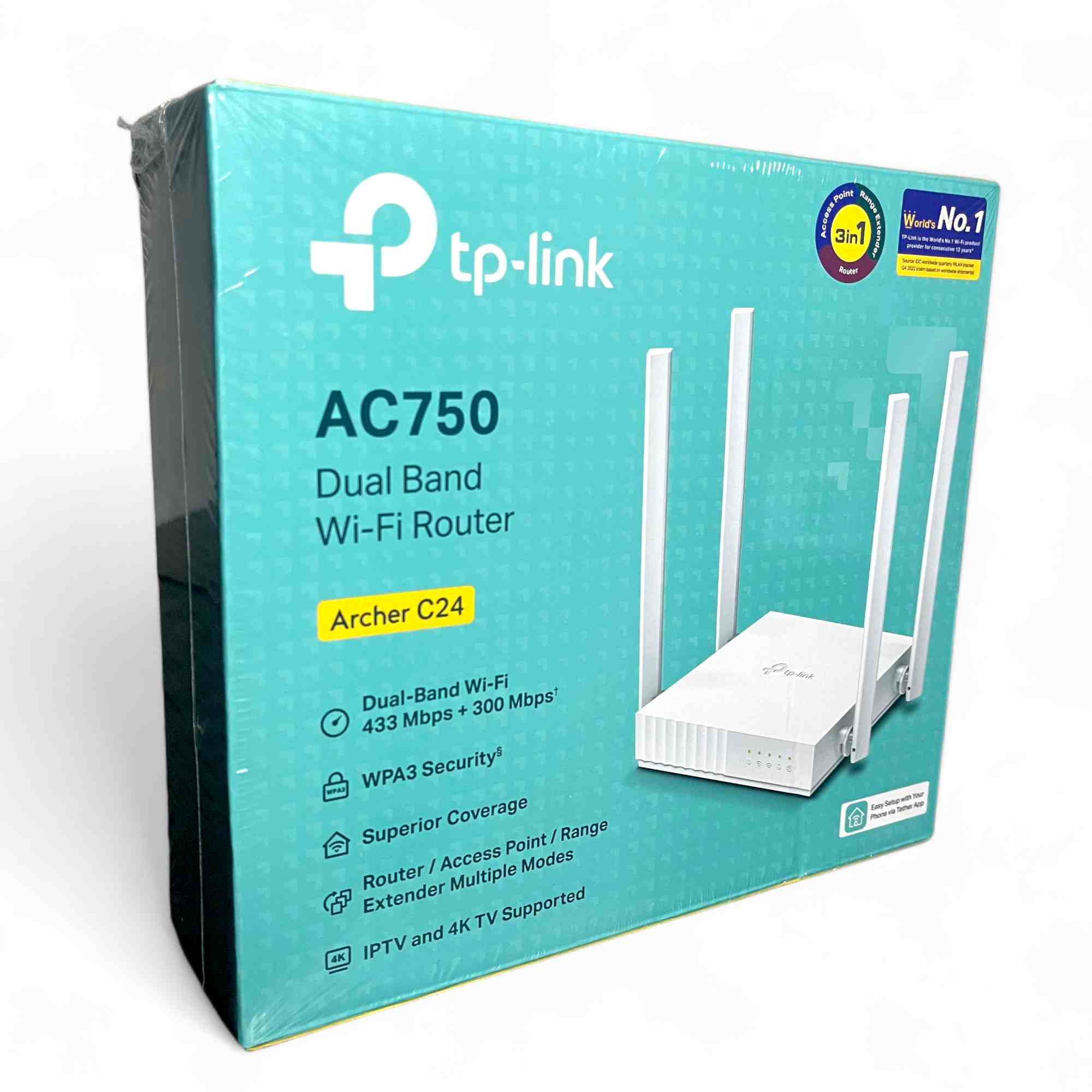 TP-Link Archer C24 AC750 Mbps Dual-Band, WiFi Wireless Router | Multi Mode | 4 Antennas | Ipv6 Supported | Parental Controls | Guest Network | Smooth HD Streaming, White