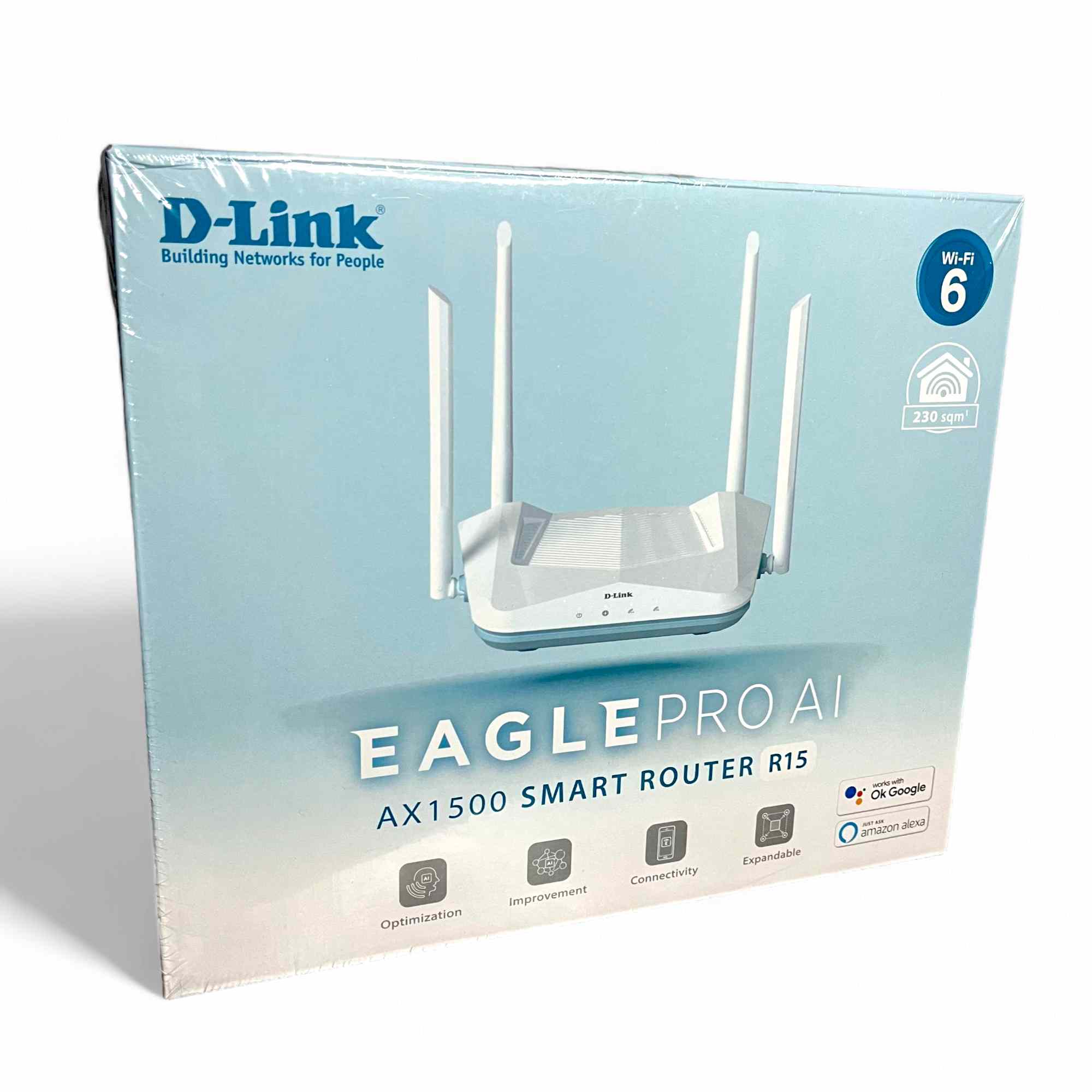 D-Link R15 AX1500 Eagle PRO 1500Mbps Dual Band AI Powered Wi-Fi 6 Router Fast & Reliable 2.4 GHz up to 300 Mbps & 5 GHz up to 1201 Mbps | High-Gain Antennas