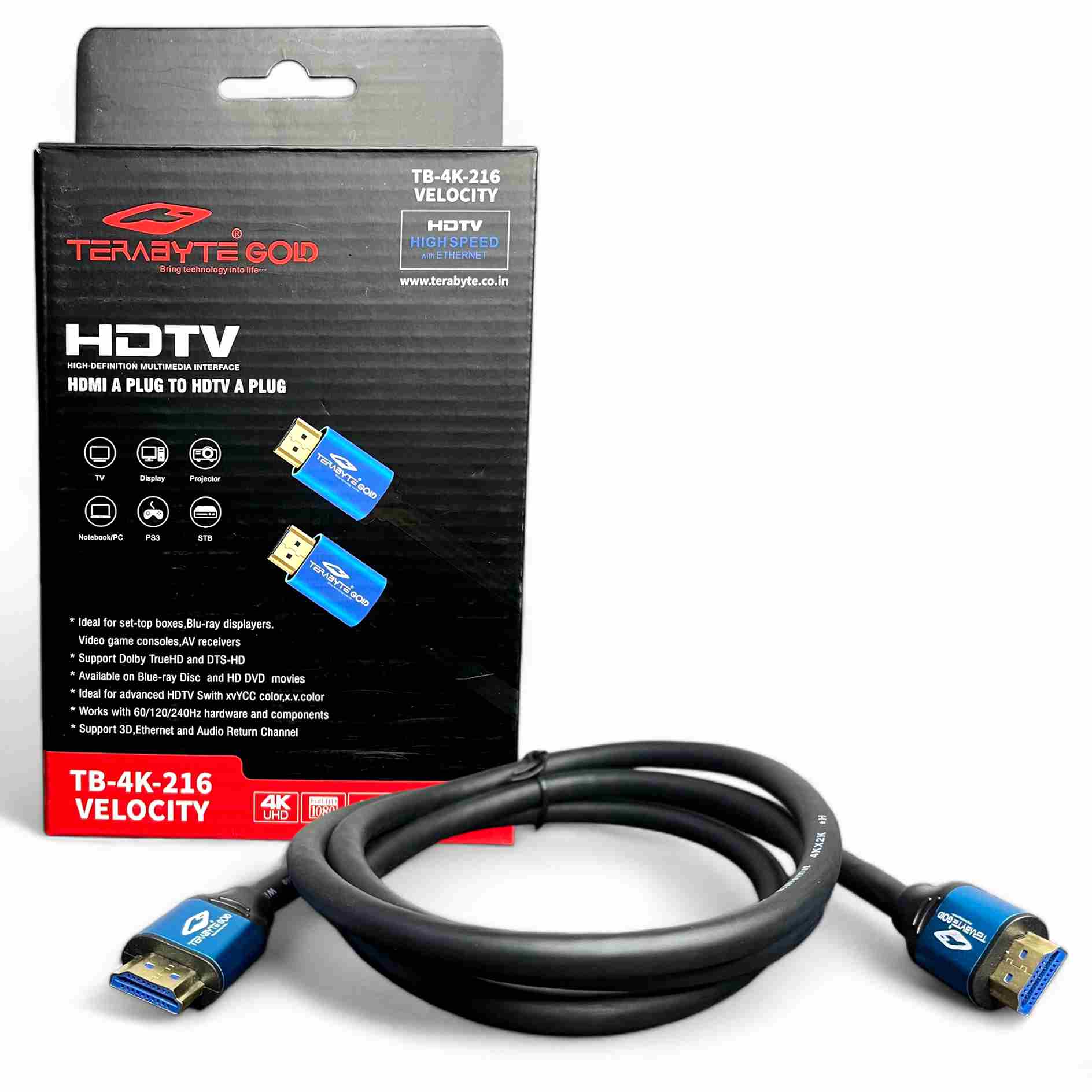 TERABYTE 1.5 Meter HDMI Cable 4K Ultra HD HDMI Male to Male Cable (1.5m, Black)