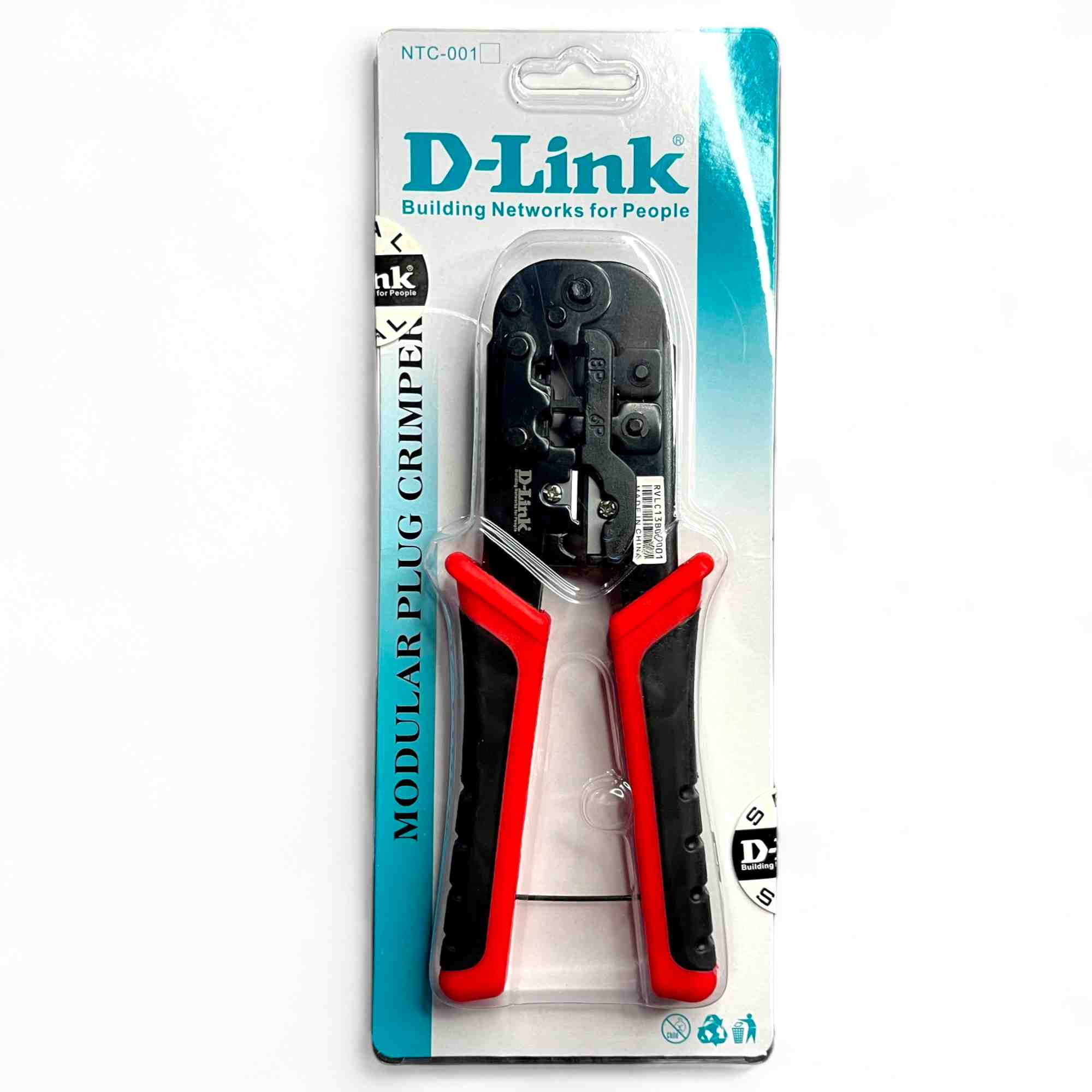 D-Link NTC-001 Modular Plug Crimper RJ-45 RJ-12 RJ -11 with Flat Cable Cutter & Stripper Designed With Key Ways In 8p, 6p And 4p Modular Holders Manual Crimper