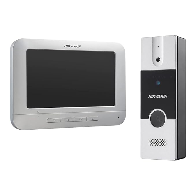 HIKVISION Analog Video Door Phone/Bell with 7" TFT LCD Screen Wired| 1080p Resolution | BuiltIn Mic & Loudspeaker| Noise Echo Cancellation| Record Upto 200 Picture | One Call Button(DS-KIS204T)