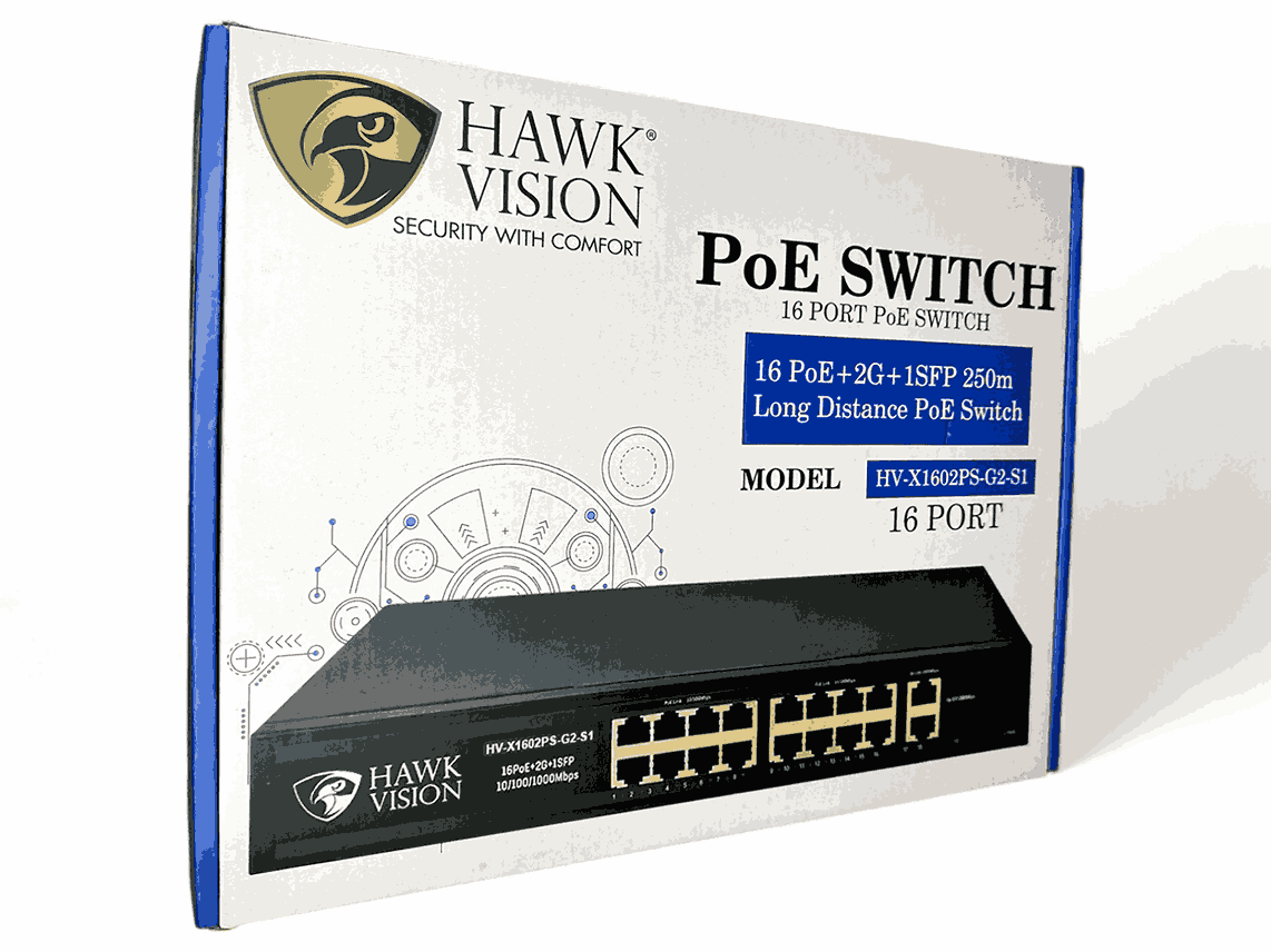 Hawk Vision 16+2+1 GIGA,SFP Uplink Long Distance PoE SWITCH HV-X1602-PS-G2-S1